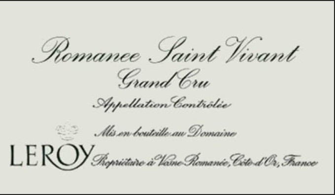Domaine Leroy Romanée Saint Vivant Grand Cru